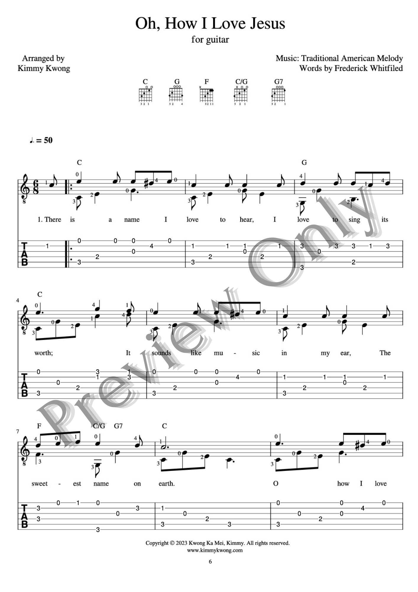 Christian Guitar Hymns Solo - PDF Ebook Vol.5 for Children - Kimmy Kwong Worship Music | 讚美詩歌吉他獨奏譜（敬拜靈修使用）（適合初學者)