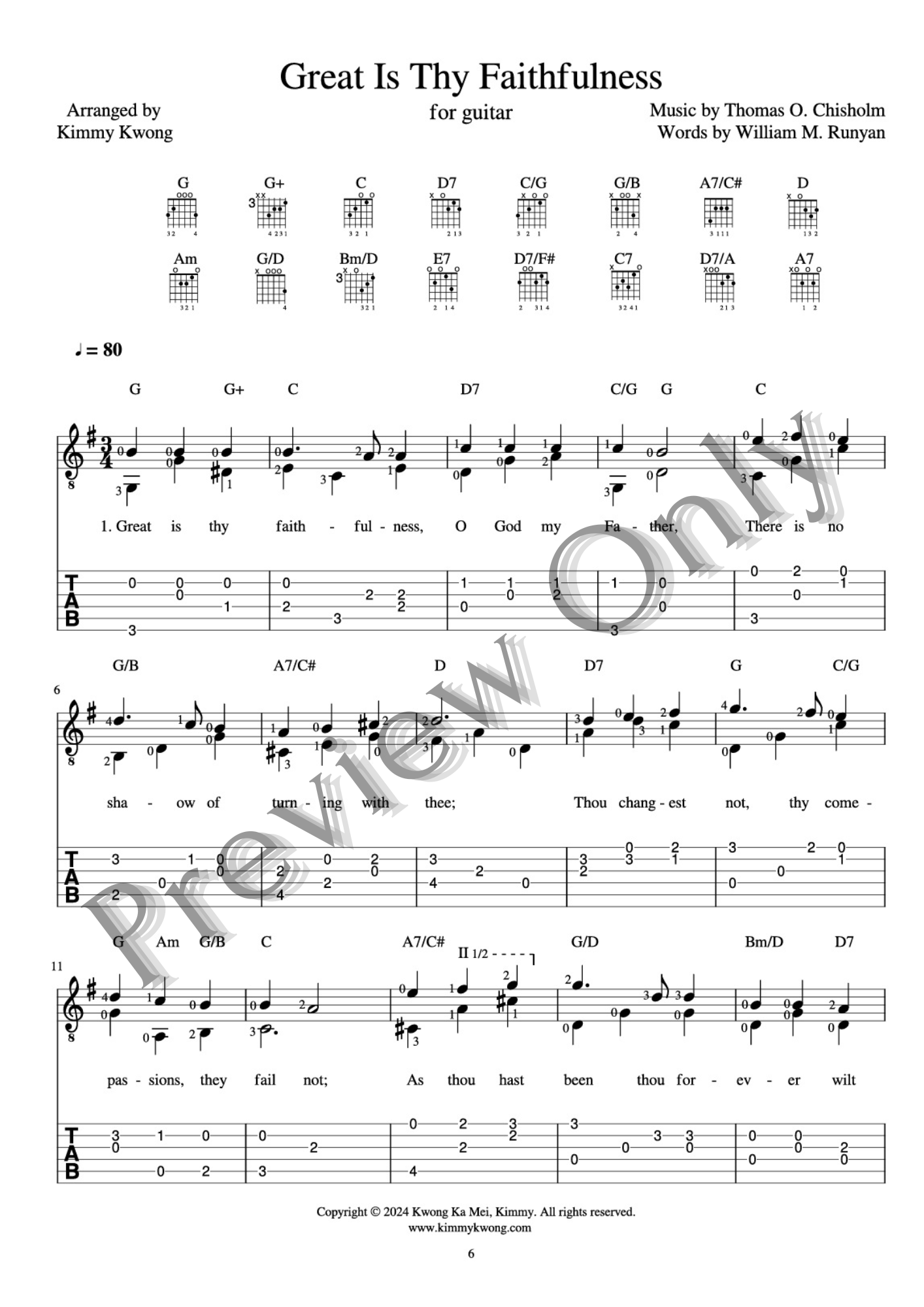 Christian Guitar Hymns Solo - PDF Ebook Vol.7 Faith - Kimmy Kwong Worship Music | 讚美詩歌吉他獨奏譜（敬拜靈修使用）（適合初學者)