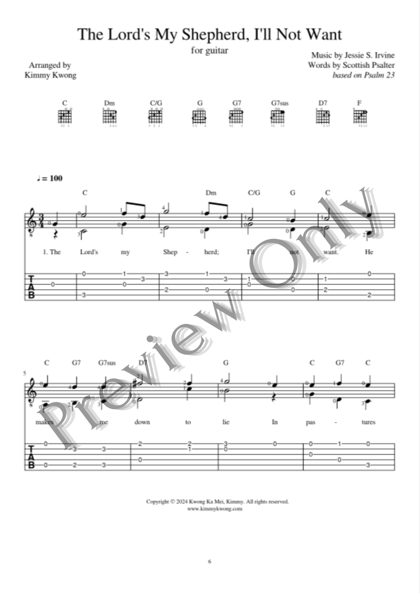 Christian Guitar Hymns Solo - PDF Ebook Vol.6 Peace - Kimmy Kwong Worship Music | 讚美詩歌吉他獨奏譜（敬拜靈修使用）（適合初學者)