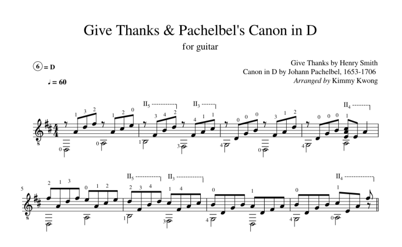 [Sheet] Give Thanks & Pachelbel's Canon in D