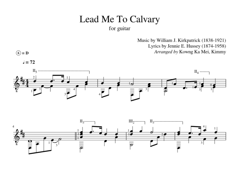 [Sheet] Lead Me To Calvary – Kimmy Kwong