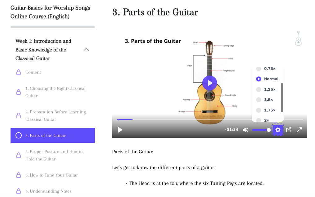 Guitar Basics for Worship Songs Online Course (English)