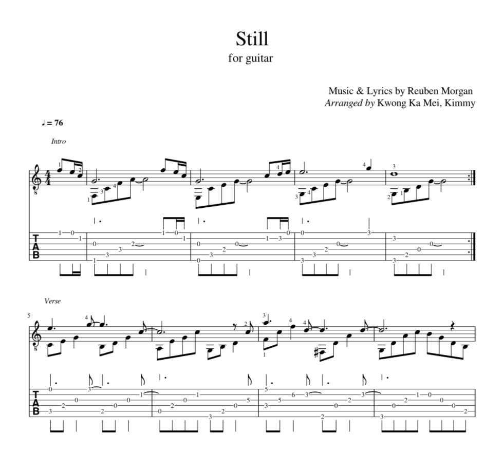 [Sheet+Tab] Still (Hillsong Worship)