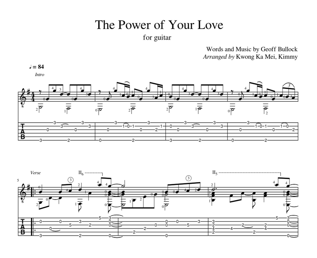 [Sheet+Tab] The Power Of Your Love (Hillsong Worship)