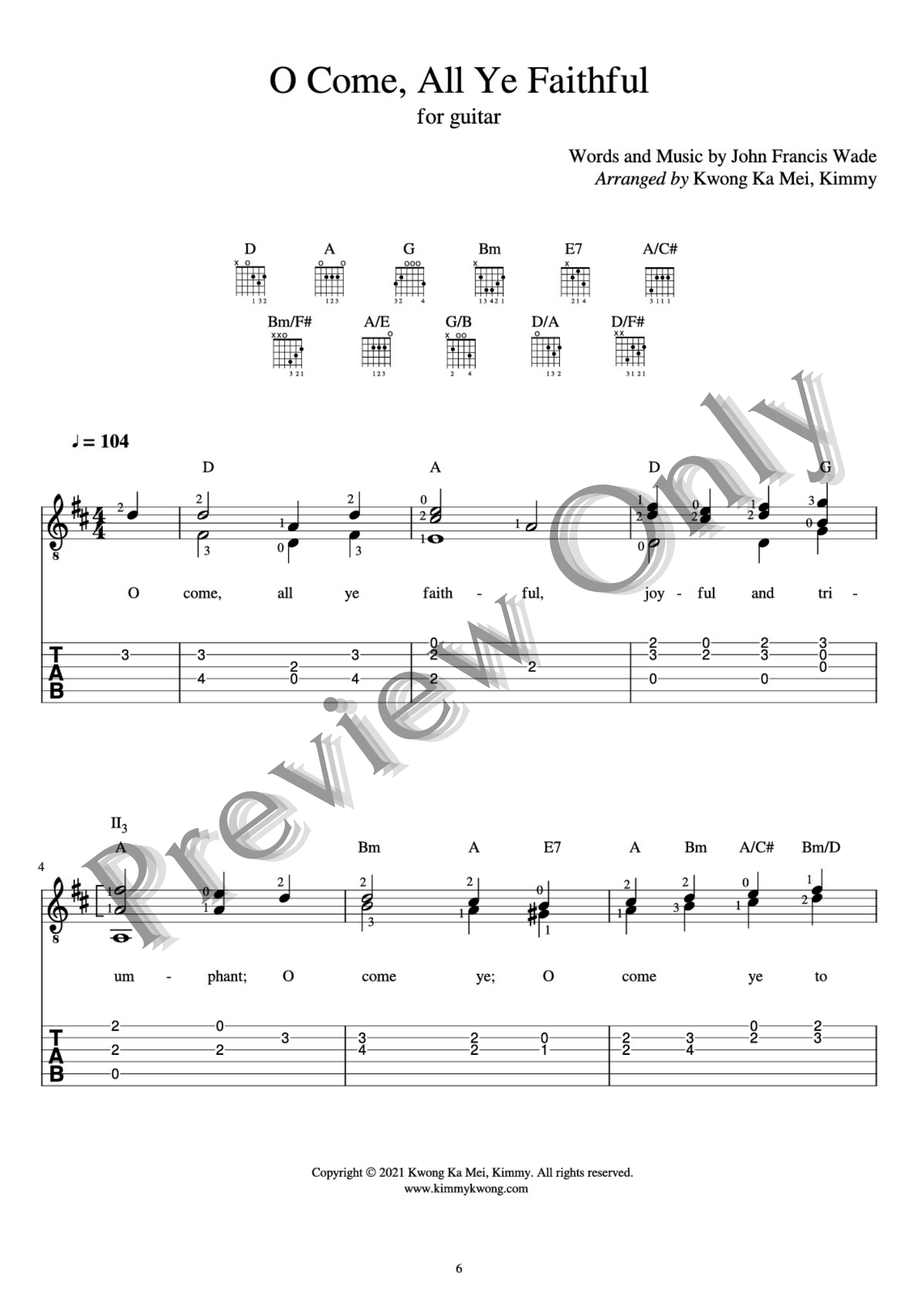Christian Guitar Hymns Solo - PDF Ebook Vol.2 for Christmas - Kimmy Kwong Worship Music | 讚美詩歌吉他獨奏譜（聖誕節敬拜靈修使用）（適合初學者)