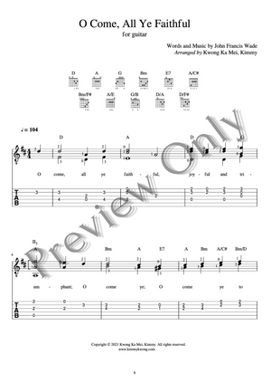 Christian Guitar Hymns Solo - PDF Ebook Vol.2 for Christmas - Kimmy Kwong Worship Music | 讚美詩歌吉他獨奏譜（聖誕節敬拜靈修使用）（適合初學者)
