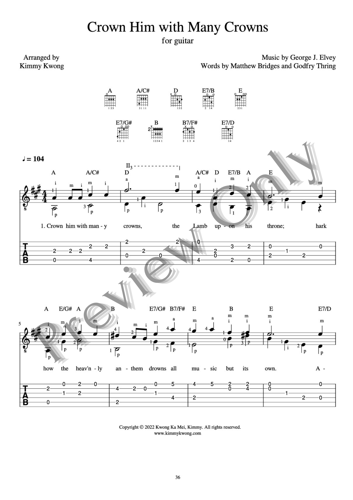 Christian Guitar Hymns Solo - PDF Ebook Vol.3 for Easter - Kimmy Kwong Worship Music | 讚美詩歌吉他獨奏譜（敬拜靈修使用）（適合初學者)
