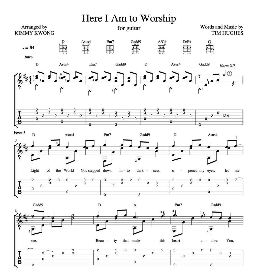 [Sheet+Tab] Here I Am to Worship
