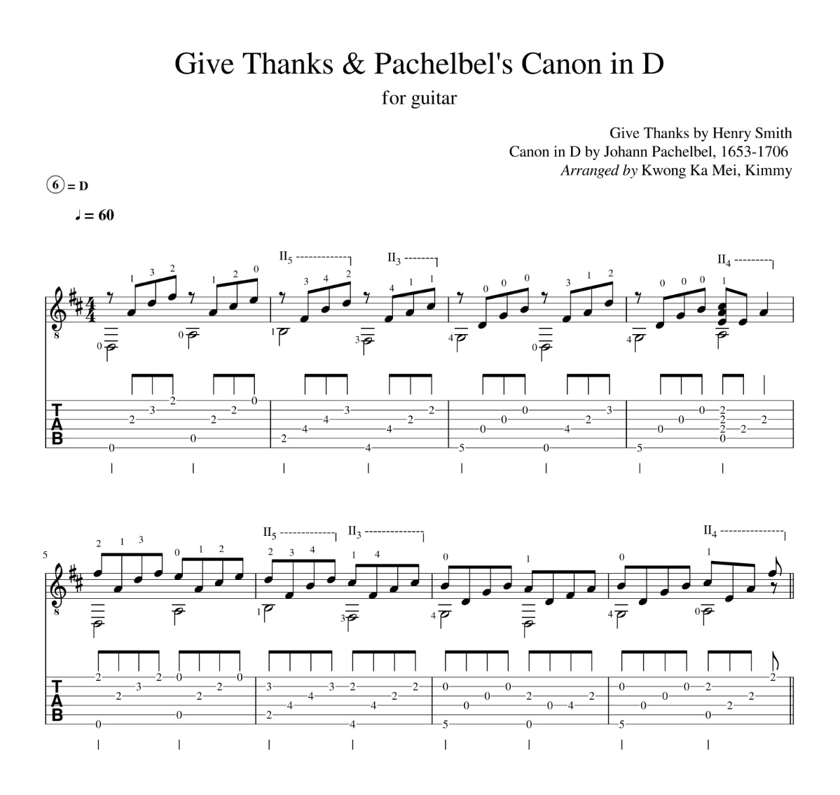 [Sheet+Tab] Give Thanks & Pachelbel's Canon in D