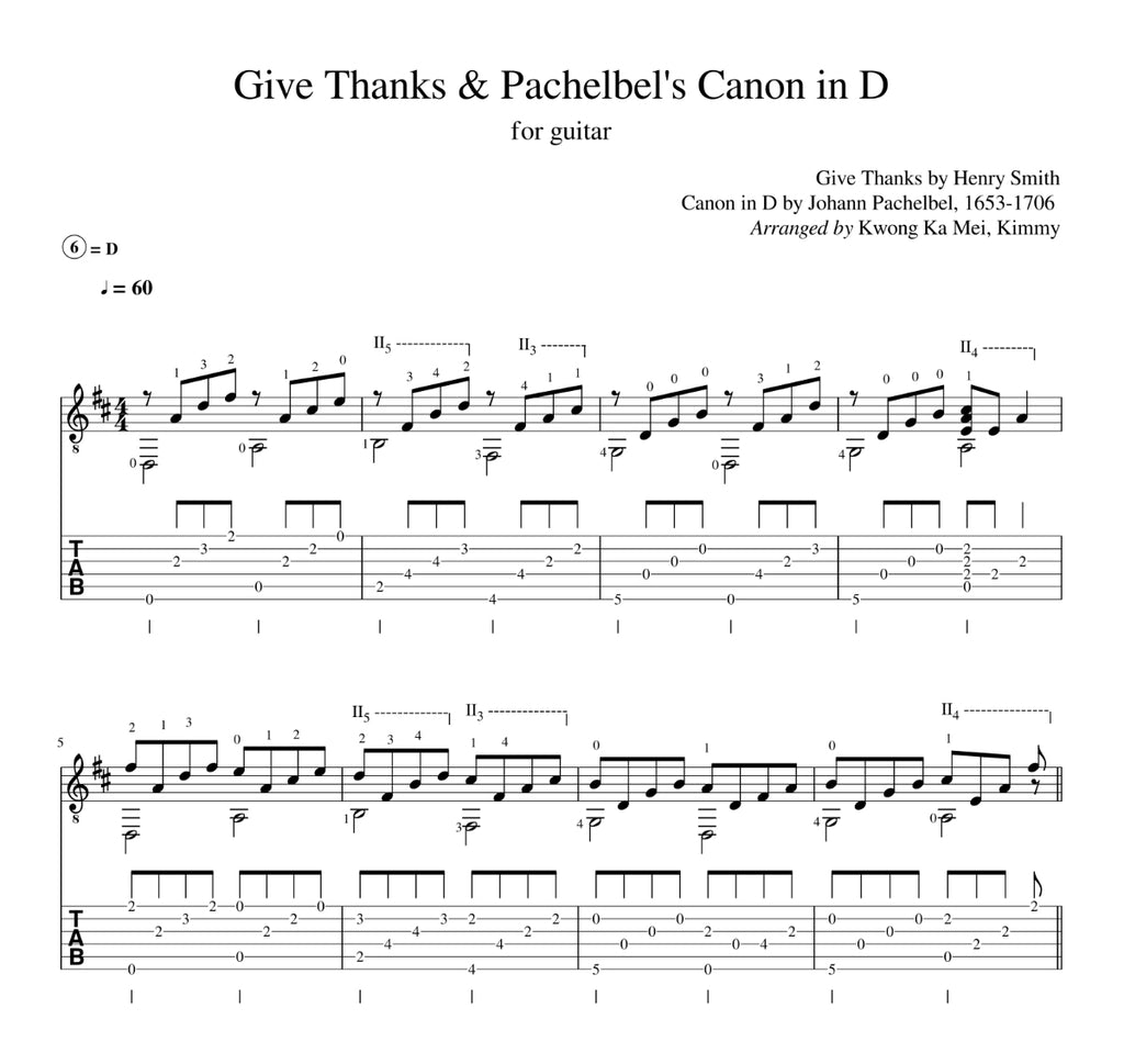 [Sheet+Tab] Give Thanks & Pachelbel's Canon in D