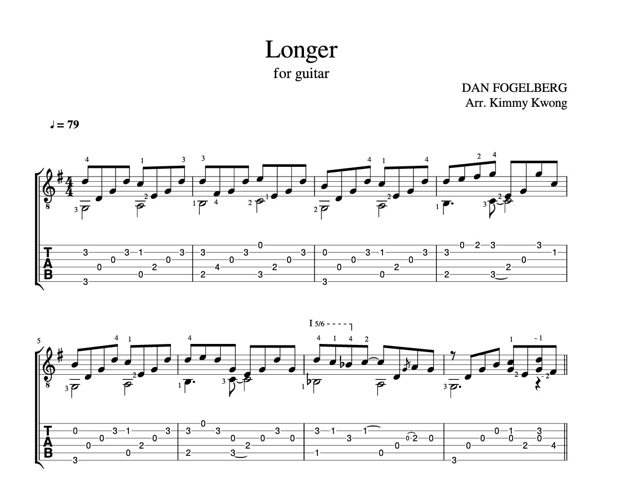 [Sheet+Tab] Longer - Dan Fogelberg