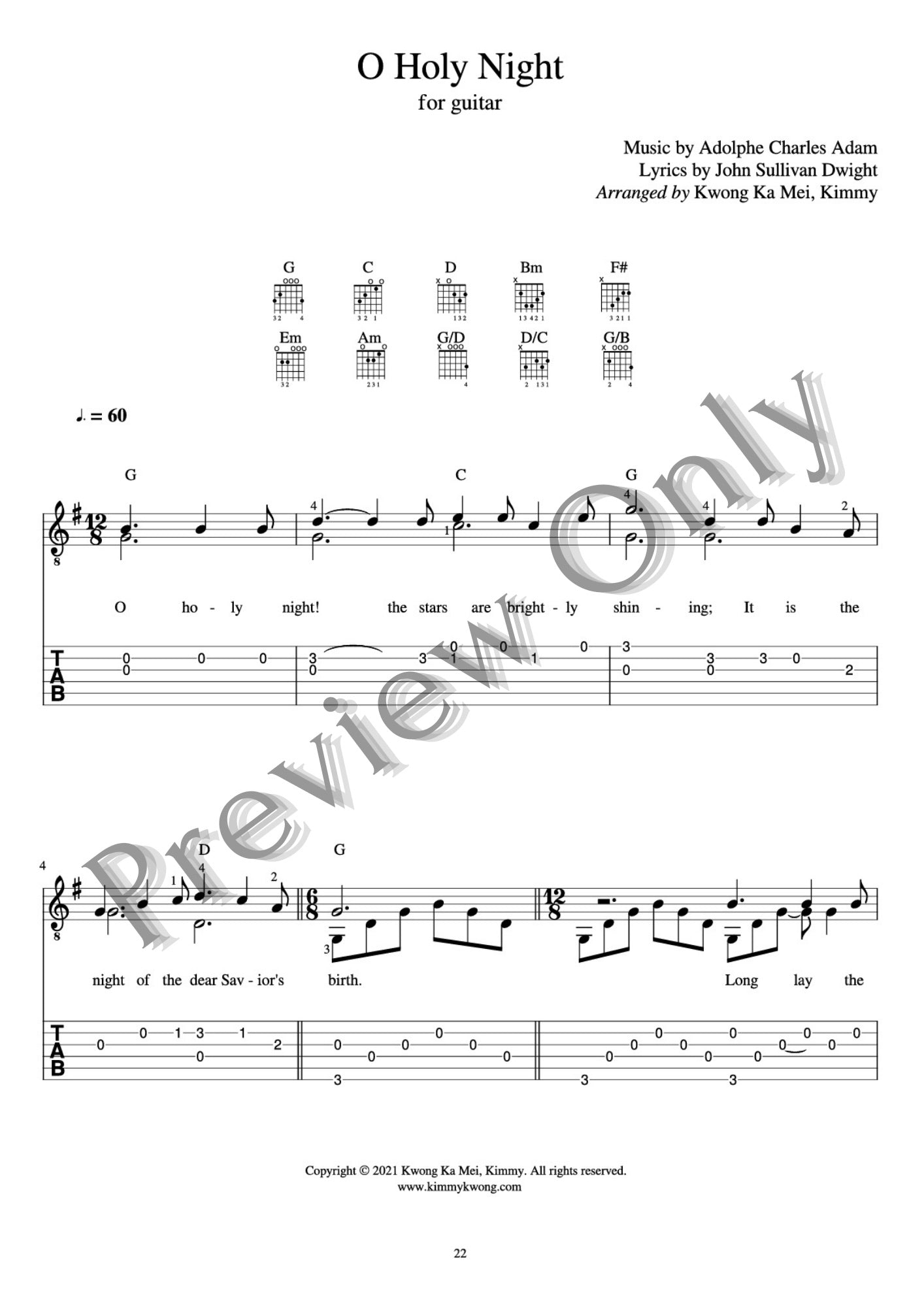 Christian Guitar Hymns Solo - PDF Ebook Vol.2 for Christmas - Kimmy Kwong Worship Music | 讚美詩歌吉他獨奏譜（聖誕節敬拜靈修使用）（適合初學者)