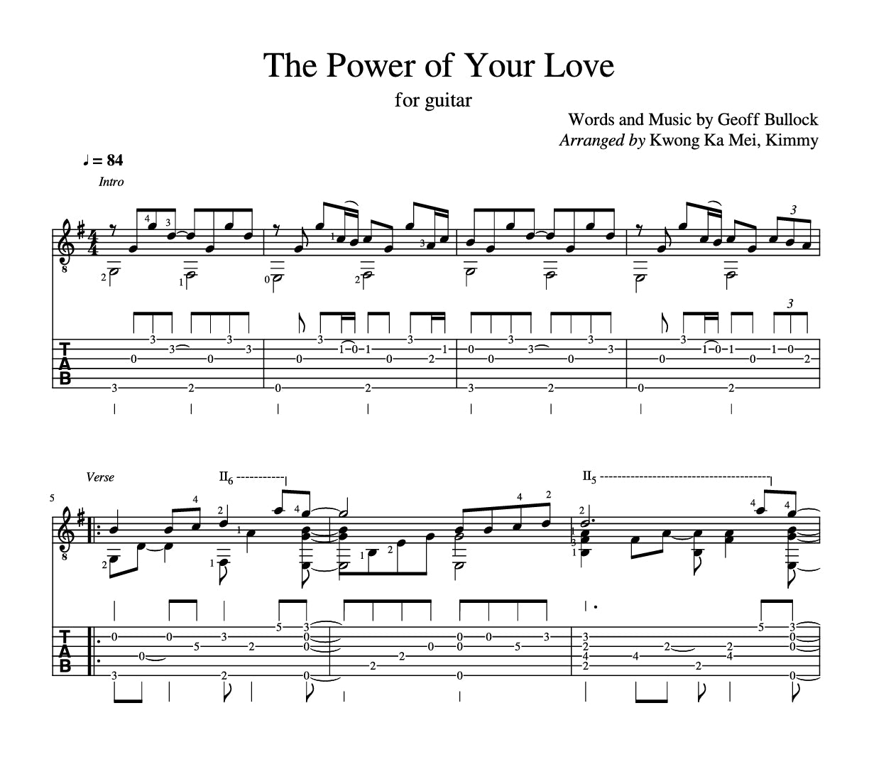 [Sheet+Tab] The Power Of Your Love (Hillsong Worship)